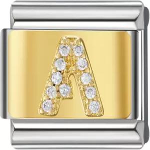SweetV CZ 다이아몬드 골드 이니셜 이탈리아 참 브레이슬릿 링크를 위한 클래식 호환 모듈러 레터 A