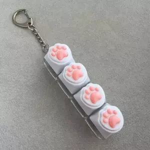 고양이 발바닥 키보드 딸깍이 키캡 키링 장난감 4구