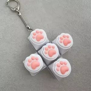 고양이 발바닥 키보드 딸깍이 키캡 키링 장난감 5구