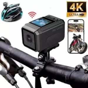 스크린이있는 4K 액션 카메라 오토바이 자전거 헬멧 방수 야외 스포츠 DV 비디오 레코더 용 대시 캠