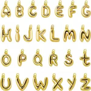 CNONE 26Pcs 18K 골드 충전 A-Z 알파벳 문자 매력 이니셜 펜던트 비즈 슬라이드 글리터 여성 남성 DIY 팔찌