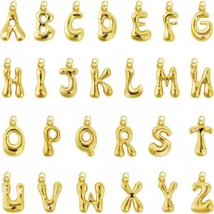 보석 제작을 위한 26Pcs 18K 골드 충전 A-Z 알파벳 문자 매력 청키 이니셜 펜던트 비즈 여성 팔찌 목걸이