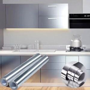 40cm 브러 실버 자체 접착 벽지 내화성 및 방수 현대식 냉장고 거실 주방 조리대