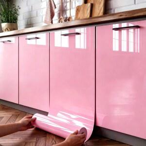 고광택 PVC 자가 접착 필름 가구 옷장 주방용 필름지(검정/흰색)