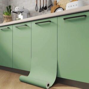 무광택 녹색 벽지 비닐 접착식 순수 녹색 접착식 필름 방수 벽지 캐비닛 선반 라이너 방 벽면 커버링