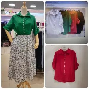 오프리미츠 MG01 력셔리무지버튼턱소매카라넥셔츠오피스레이어드데일리남방블라우스