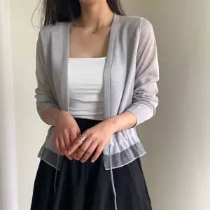 여성 오픈형 시스루 밑단 레이스 긴팔 가디건 21DS-WCD-5208-블랙