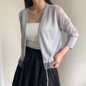 여성 오픈형 시스루 밑단 레이스 긴팔 가디건 21DS-WCD-5208-화이트