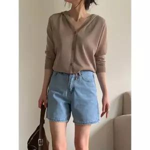 [하프클럽/샵앤]간절기 여성 단추오픈 스판 레이어드 긴팔 후드 가디건 21DS-