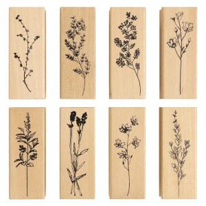 DIYOOHOMY 8개 나무 고무 꽃 우표 세트, 공예 도구용 빈티지 꽃 우표 스크랩북 카드 만들기 점토 도자기 프로젝트, DIY 미술 용품용 귀여운 잉크 우표 공예 키트