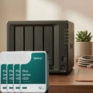 시놀로지 4베이 디스크스테이션 나스 DS425+ / HAT3310-12T 4개 영상 저장용 패키지