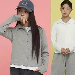 [보리보리/모데쯔]주니어 봄 골지 카라 가디건 등교 10대 초등여아 데일리