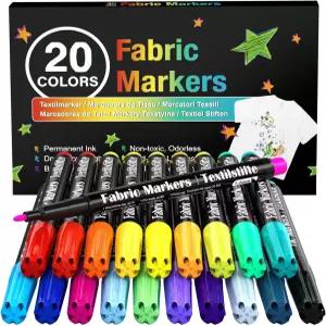 의류용 20가지 패브릭 마커 운동화 신발 티셔츠 원시 턱받이 베개 캔버스 토트백 그래피티 아트 장식 용품