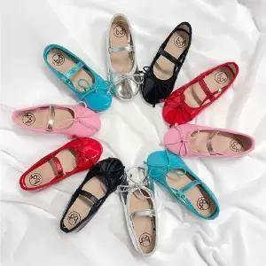 아동 유아 여아 주니어 리본 공주 구두 프랜즈 에나멜 플랫