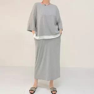 [하프클럽/] 무지레이어치마세트 RAX576M604 빅사이즈