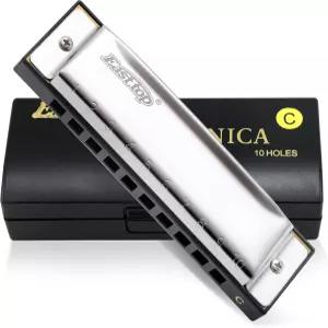 초보자를 위한 이스트 탑 하모니카 키 오브 C 10홀 20톤 성인 청소년을 스테인리스 스틸 하프 디아토닉