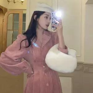 [하프클럽/]여자 간절기 데이트 룩 카라 셔츠 롱 원피스 코디