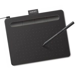 Wacom Intuos 소형 그래픽 드로잉 태블릿, 교육 및 소프트웨어 포함, 크롬북 Mac Android 및 Windows와 호환되는 4가지 사용자 지정 가능한 ExpressKey, 검정