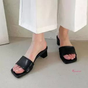 무지 스퀘어코 원피스코디 슬리퍼 청바지 여름 미들굽zab409