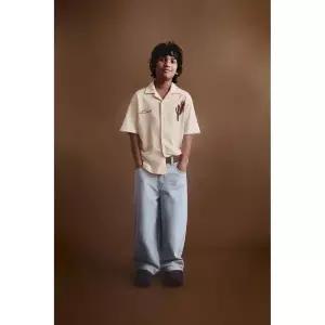 국내배송 ZARA 자라 주니어 키즈 시스 패턴 셔츠 크림 6085601712 1945465