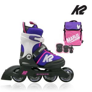 [K2] 안나주니어퍼플 아동인라인 5단계 사이즈조절 가방+보호대[세미]