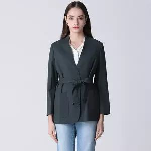 [쉬즈미스]벨티드 린넨 칼라리스 재킷_P338754093