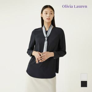 [올리비아로렌] 탈부착 도트 타이블라우스_VOCNLYS1411