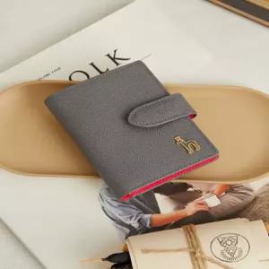 헤지스 액세서리 여성 24FW [스테디셀러]그레이 단색 소가죽 중지갑 WIHO4F002G2