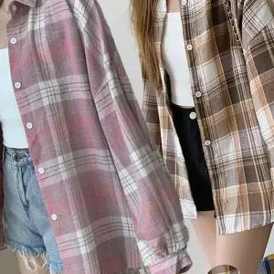 루즈핏 체크셔츠 여성용 간절기 캐주얼 남녀공용 긴팔 남방 오버핏 셔츠