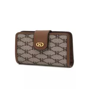 헤지스 액세서리 26SS [헤리아토] 브라운 시그니처 패턴 가죽 반지갑 HIWA6E842W1