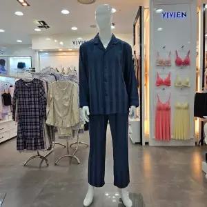 [비비안]레이온 혼방 스트라이프 남성 9부 파자마 세트 MP8869A