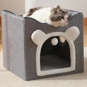 고양이 숨숨집 2층 스크래쳐 방석 접이식 냥이집 cat house