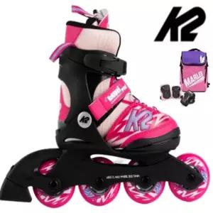 K2 루미프로 핑크 아동인라인 5단계 사이즈조절 가방+보호대[세미]