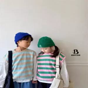 아동 주니어 차이 스트라이프 니트 베스트 키즈 조끼 (5호-19호)