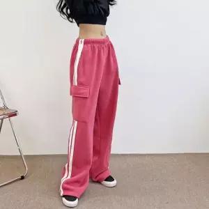 도톰 기모안감 여자 투라인 카고 와이드 밴딩 팬츠