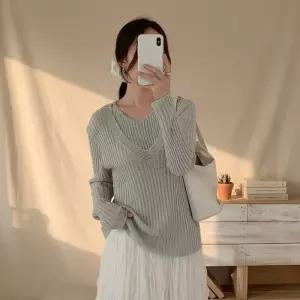 [옷자락]여성 파스텔 레이어드 루즈핏 골지 니트