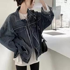 여자 간절기 데이트 룩 주말 외출 오버핏 데님 자켓 (HSJ-WF5AC49)