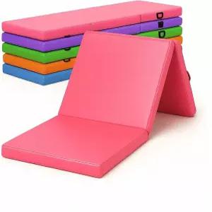 와위니 6피트 x 2피트 접이식 체조 매트 - 2인치 두께의 고밀도 폼 요가 홈 운동용 미끄럼 방지 체육관