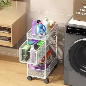 슬라이딩 철재수납장 틈새 이동식 바퀴 선반