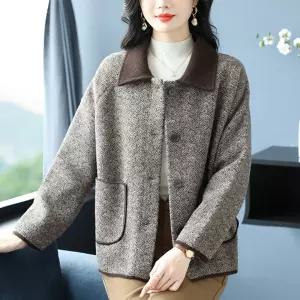 여성용 캐주얼 모직코트 엄마룩 터틀넥 추동 루즈핏 아우터 OP3