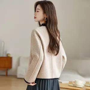 여성 모직코트 라운드 쇼트 모직 코트 루즈핏 스몰카라 OP3