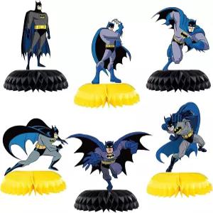배트맨 생일 파티 용품 - 6pc 배트 히어로 테마 테이블 센터피스 양면 벌집 장식 케이크 토퍼 포토 부스
