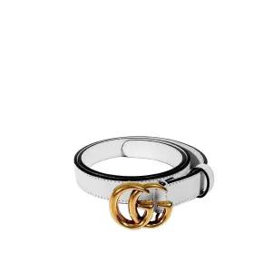 [중고명품비아르] [65/26] 구찌 여성 마몬트 더블 GG 로고 버클 씬벨트 화이트 골드