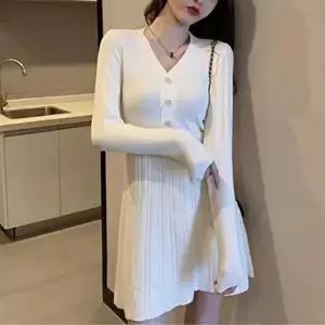 미니원피스 긴팔 니트골지 슬림핏 타이트 하객룩 코디 (HSJ-WD32A30)