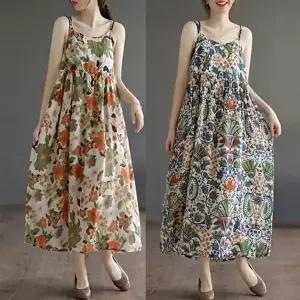 은창)썸머 바캉스 무드 패턴 민소매 원피스 여름 비치 (HSJ-WFI7ONA)