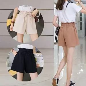 린넨반바지 3부 셔링 여성 캐주얼 여름 팬츠 심플 밴딩 반바지