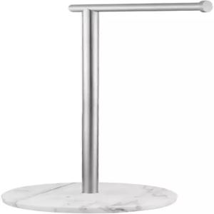 화장지 홀더 프리 스탠딩 천연 대리석 베이스 26인치 높이 바닥 브러시드 니켈