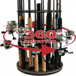 러시 크릭 크리에이션스 낚싯대 홀더 - 차고 정리 및 보관을 위한 360도 회전 랙 릴 기어 액세서리 태클