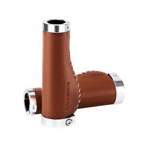 록브로스 가죽 자전거 핸들바 그립 인체공학적 디자인 알루미늄 더블 락온 바이사이클 BMX 마운틴 MTB 비치 크루저 스쿠터 접이식 자전거용