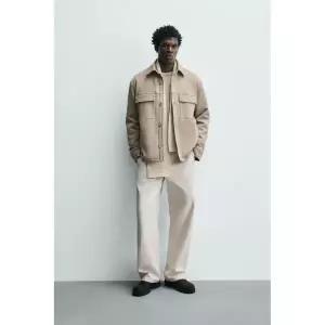 ZARA 소프트 퀼팅 오버셔츠 - 베이지